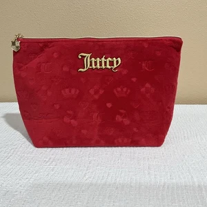 Juicy Couture Travel Cosmetic Bag Velour W/ Logo Large Travel Bottle NWT - Picture 1 of 17