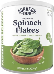 Lata de copos de espinaca deshidratada Augason Farms, suministro de alimentos de emergencia, 8 OZ - Imagen 1 de 8