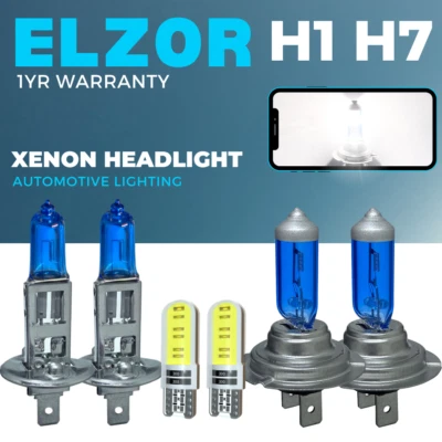 H1 H7 Super White Xenon Headlight Bulbs 100w 501 499 Upgrade Hid Car 477 12v 4x - Image 1 of 4