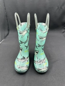 Western Chief Rain Boots Toddler 5 Tropic Teal Sharks Light Up Outdoors - Picture 1 of 9