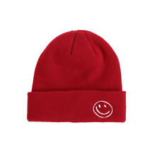 Winter Knitted Hat Smiling Face Embroidered Flipped Hip Hop Unisex Hat keep warm