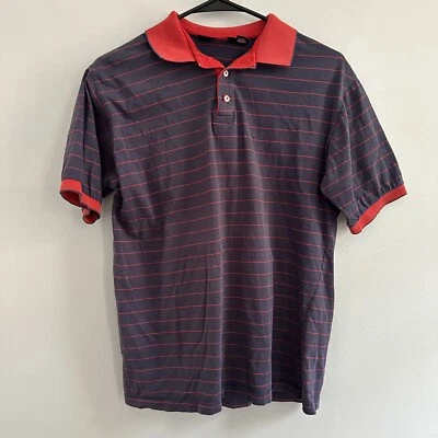 Polo vintage a rayas azul rojo manga corta grande Kenneth Gordon para hombre Foto 1 de 4