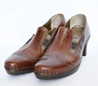 JOSEF SEIBEL Brown Leather Heeled Loafers Shoes Womens Size 40 Comfort - Image 1 of 4