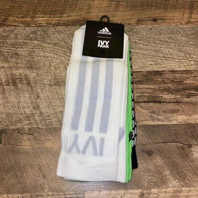 Meias Adidas x Ivy Park 3 peças femininas L listradas pretas verdes brancas HM2598 Beyoncé - Imagem 1 de 4