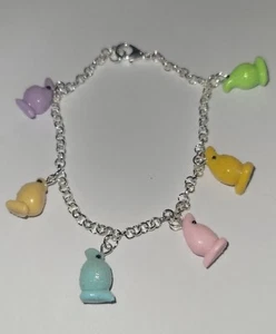 Sugar Easter Chick Bracelet Silver Easter Candy Marshmallow Chicks - Picture 1 of 5