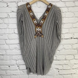Free People silber transparentes ärmelloses Shirt Tunika Perlenkragen Gr. S/P Tribal - Bild 1 von 15