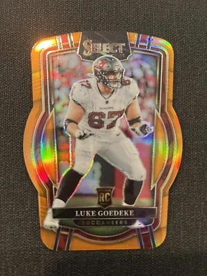2022 Panini Select Luke Goedeke Club Level Prizm Orange RC #/199 Die Cut Bucs - Image 1 of 2