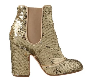 LAURENCE DACADE Shoes Gold Sequined Leather Heels Ankle Boots EU37.5 / US7 $850 - Picture 1 of 8