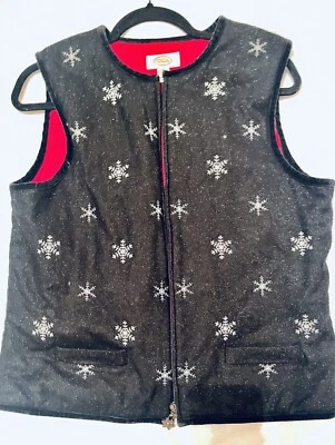 Colete de Natal Talbots tamanho médio mistura de lã forrado com floco de neve - Imagem 1 de 4