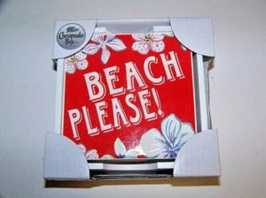 4 posavasadas de cerámica de la bahía de Chesapeake en bandeja de madera playa por favor diseña - Imagen 1 de 3