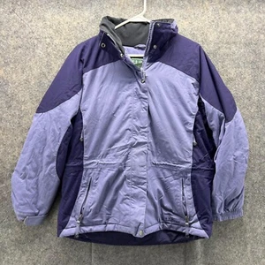 LL Beans Jacket Women Medium Petite Purple Full Zip Primaloft Parka Coat O PH16 - Picture 1 of 14