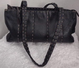 Borsa The Sak in pelle nera con doppio manico e ciottoli 12X7,25X2 - Foto 1 di 8