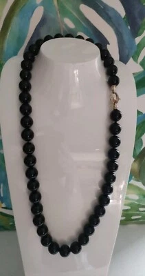 Collana lunga da donna in Onice Lucido chiusura In Argento Dorato E Zirconi - Immagine 1 di 4