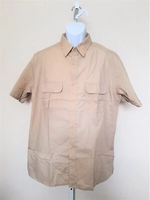 Vintage Haband Travelers Men's Short Sleeve Button Front Casual Shirt Khaki L - Image 1 of 4