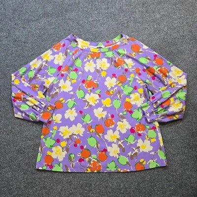 Top Isaac Mizrahi Live para mujer talla grande púrpura floral elástico manga larga informal Foto 1 de 4