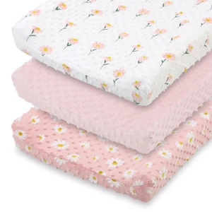 Baby Changing Pad Covers Girl Minky Changing Table Sheets for Girls Pink Floral - Picture 1 of 1