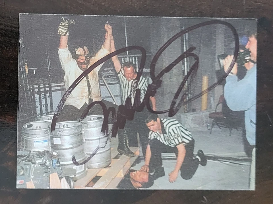 MANKIND Mick Foley Signed 2000 Comic Images NO MERCY #P1 Card WWF - Image 1 of 2