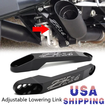 Billet Rear Adjustable Lowering Link Set for Kawasaki Ninja ZX14 ZX14R 2006-2019 Foto 1 de 4