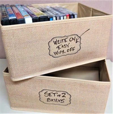 STORE ALL HOME Foldable Storage Box Bin Burlap SET 2 Super Strong Easy storage Flat 8x11x 5