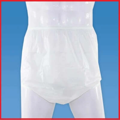 Pantalones de plástico blancos KINS 10300VW peso ligero ajuste estándar adulto para incontinencia Foto 1 de 4