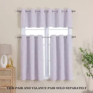 Curtains 14 Inch Length 2 PCS, Textured Kitchen Valances for Windows Each 42Wx14 - Picture 1 of 7