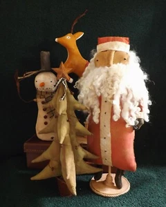 NEW - Handmade Primitive Christmas display figures Set of 4 - Picture 1 of 5