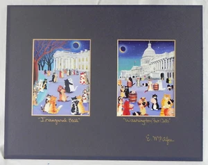 2 Katzenkunstkarten von Elizabeth McAfee, "Eröffnungsball" + "Washington Fat Cats" - Bild 1 von 6