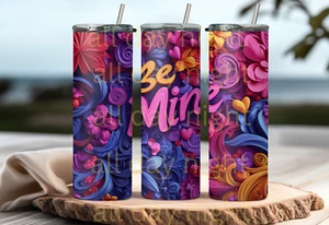 20 Unzen Becher, Be Mine, Valentinstag, 3 D leuchtende Farben floral - Bild 1 von 2