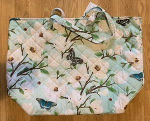 NWT Virah Bella Butterflies "Magnolia Morning" Quilted Tote 16" x 17" x 8" China - Picture 1 of 6
