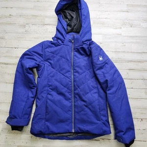 Spyder Youth Girls Lola Full-Zip Ski Jacket Blue Sparkle Size M 10/12 - Picture 1 of 7