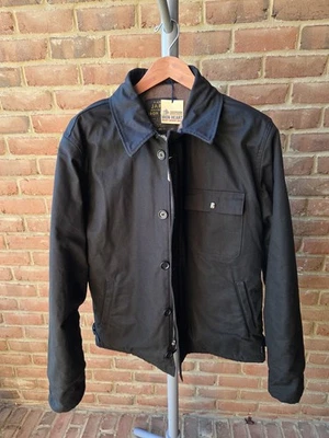 Iron Heart IHM-39-BLK - 军用 Serge A2 甲板夹克 - XXXXL (SP-L) 黑色 - 全新带标签 — 第 1/4 张图片