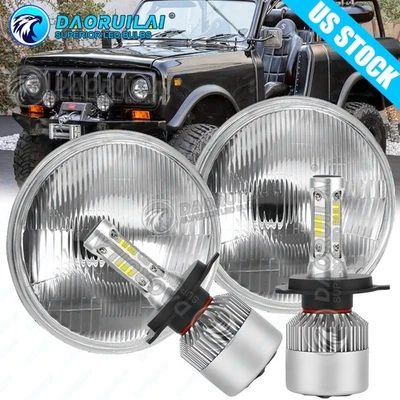 Par de faros LED redondos de 7 pulgadas Fit International Harvester Scout II 1973-1979 Foto 1 de 4