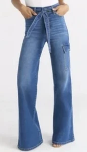 Sofia Vergara Jeans Women Margot Wide Leg Super High Rise Stretch Jean Size 10 - Picture 1 of 11