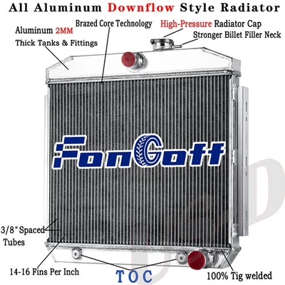 4 Row Radiator For 1955 1956 1957 Chevy Bel Air Nomad Two-Ten Series 4.6L CC5056 - Imagem 1 de 4