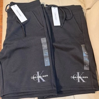 DOS (2) Pantalones Cortos CALVIN KLEIN Monograma Polar Negros NUEVO con ETIQUETAS Foto 1 de 4