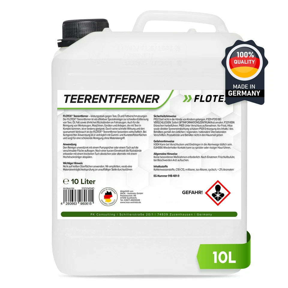 Flotex® Professional Tar Remover Car 10L Dissolves Tar Bitumen Grease Tree Resin Remover - Image 1 of 4
