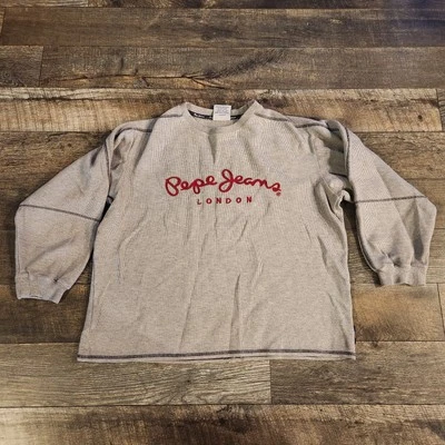 Sudadera Térmica De Colección Pepe Jeans Para Hombre Mediana Hip Hop Street Wear Gris Años 90  Foto 1 de 4