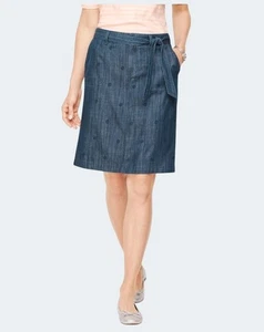Talbots Embroidered Daisy A-Line Skirt Chambray Blue 8P - Picture 1 of 13