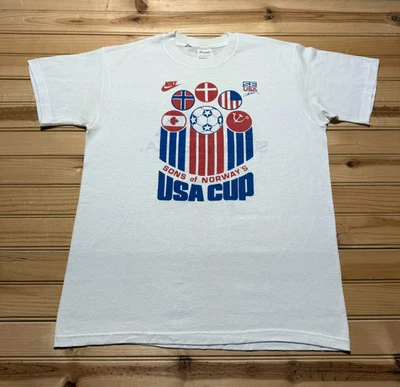De colección Años 90 Hijos de Noruega EE. UU. Nike Patrocinador Fútbol URSS Super América - Grande Foto 1 de 4