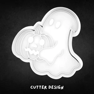 Halloween Ghost with Jack-O-Lantern Cookie Cutter and Stamp - Picture 1 of 2