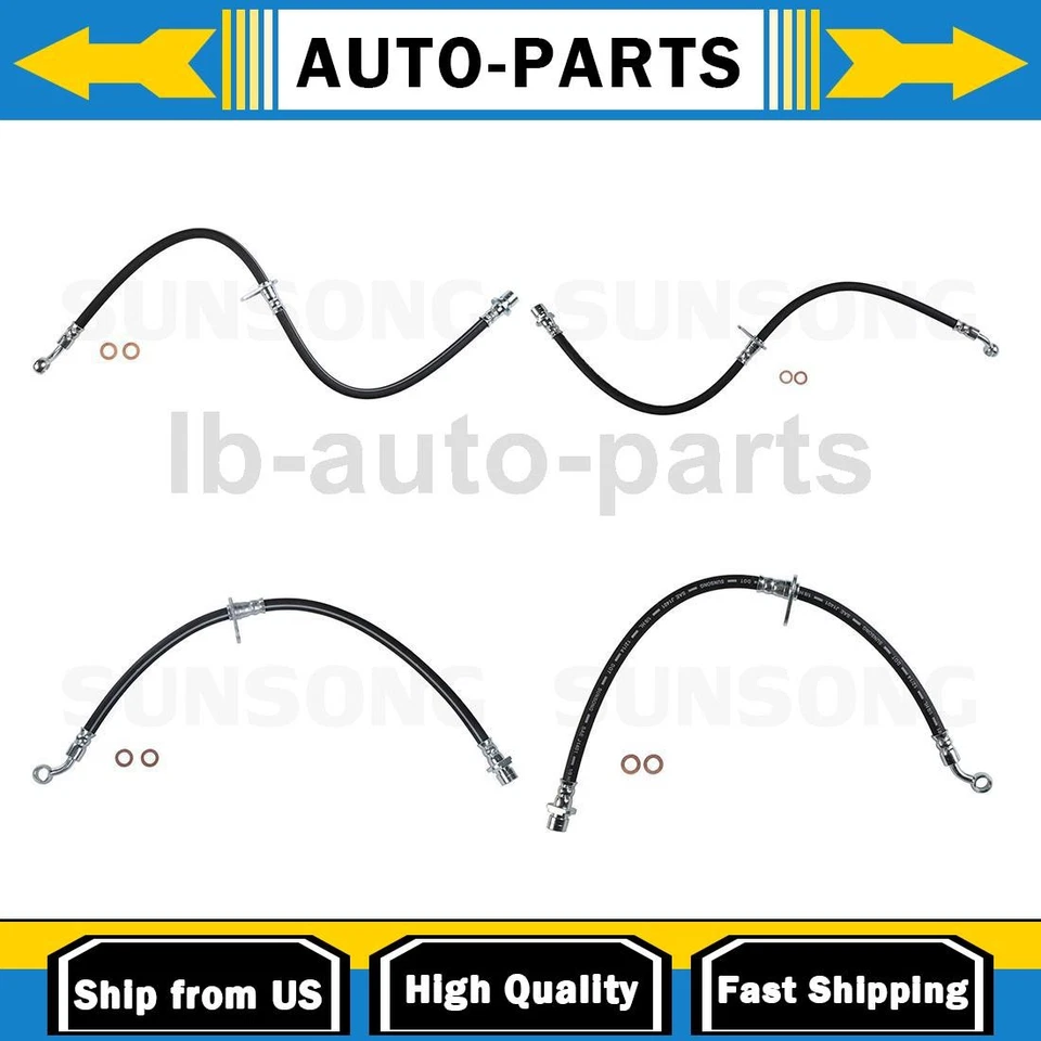 4X Front Rear Brake Line Hose Sunsong For For Honda Element 2003 2004 2005 2006 - Image 1 of 4