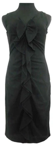 Elie Tahari Wool Blend Black Fitted Cocktail "Anica" Dress Ruffles Size 2 - Picture 1 of 7