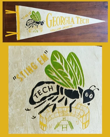 VINTAGE Georgia Tech Yellow Jackets Football Pennant! WOW! Cover