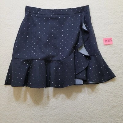 Minifalda Banana Republic con volantes laterales ajustada y acampanada talla 8 azul a lunares Foto 1 de 4