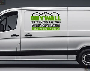 2pack Drywall Repair Services w Logo Business Company Vinyl Decal Sign Truck Van - Picture 1 of 9