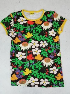 Duns Sweden Girls Floral Print Short Sleeve Organic Cotton Top Size 134 or 8 - 9 - Picture 1 of 6