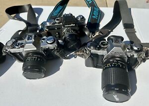 Vintage Canon A E 1 35 Mm Minolta XE And Program Canon Lot Of 3 Parts Or Working