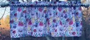 Watercolor Floral Pink Purple Valance Flowers Farmhouse Kitchen Curtain w2/21 - Picture 1 of 2
