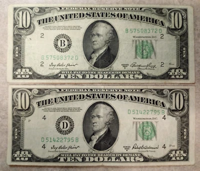 2 Series 1950 A & B Higher Grade $10 Notes - 1 Cleve. (B) & 1 New York (A) FRB - Image 1 of 4