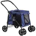 One-Click Foldable Pet Stroller With Mesh Windows, For Small Pets - Blue Pawhut